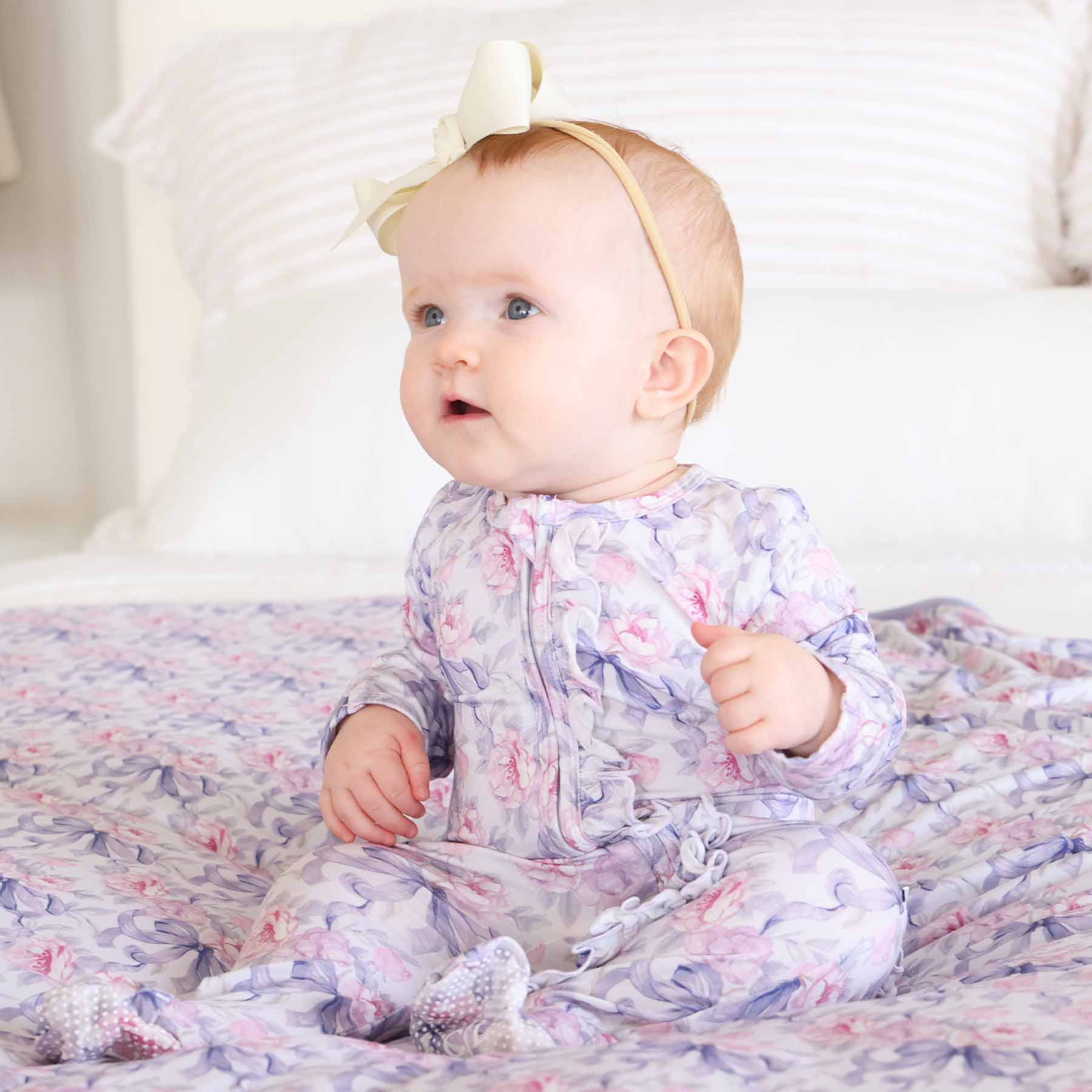 Leighton's Lavender Ruffle Zipper Footie