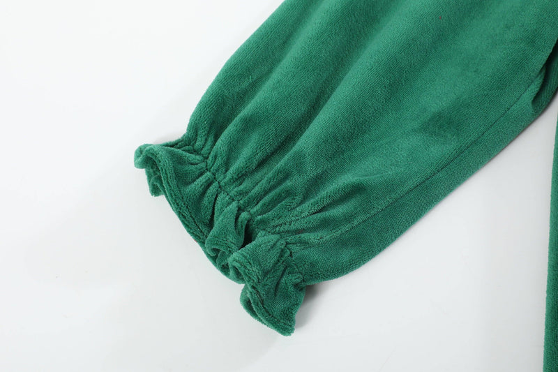 Green Velour Nativity Smocked Dress