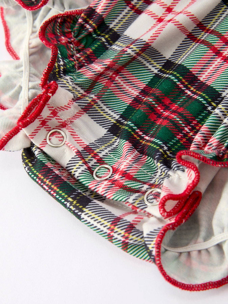 Christmas Plaid Santa Applique Bubble