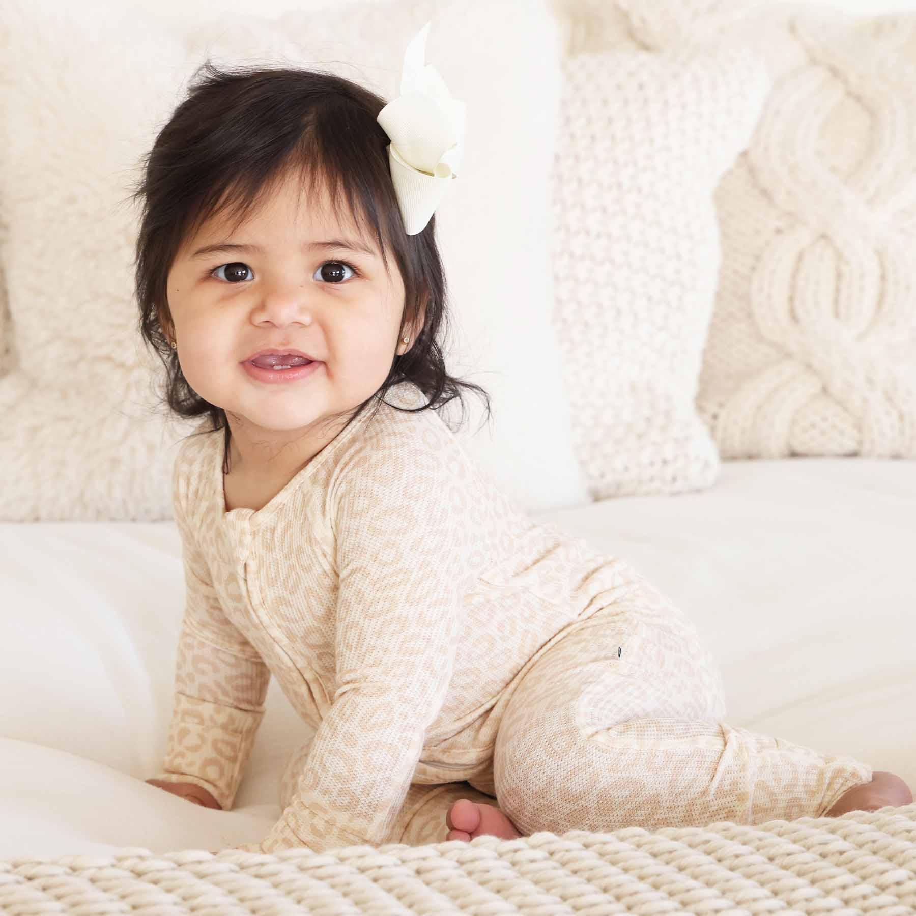 Lovely Leopard Bamboo Waffle Convertible Zip Romper