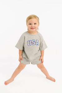 Gray USA Embroidered Slouchy Set