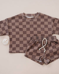 Shorts Set | Espresso Checkered