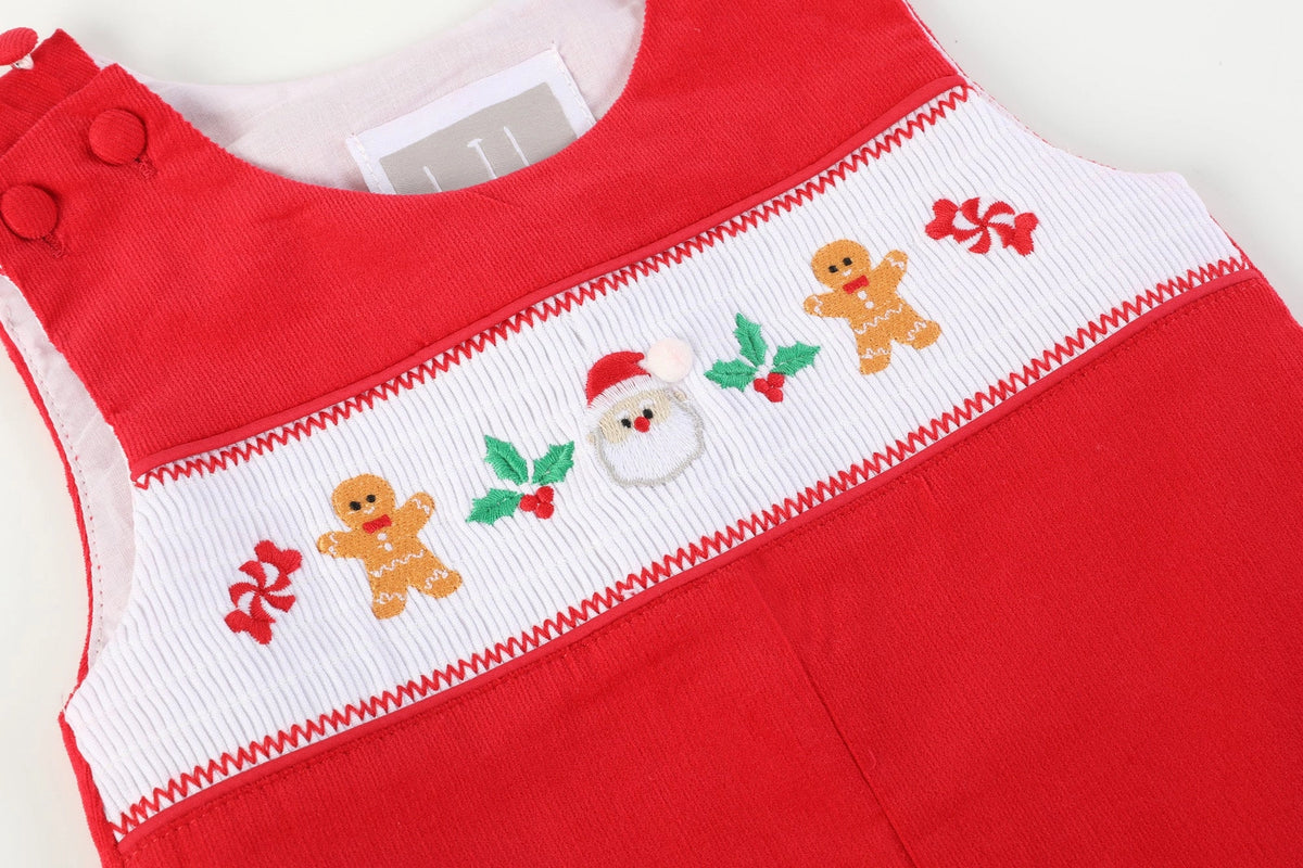 Red Velvet Christmas Smocked Overalls
