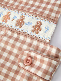 Christmas Plaid Gingerbread Romper