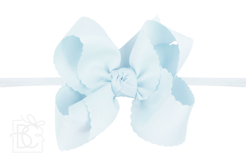 Nylon Headband w/ Scalloped Bow (Mult. Colors)