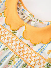 Fall Smocked Scallop Collar Romper