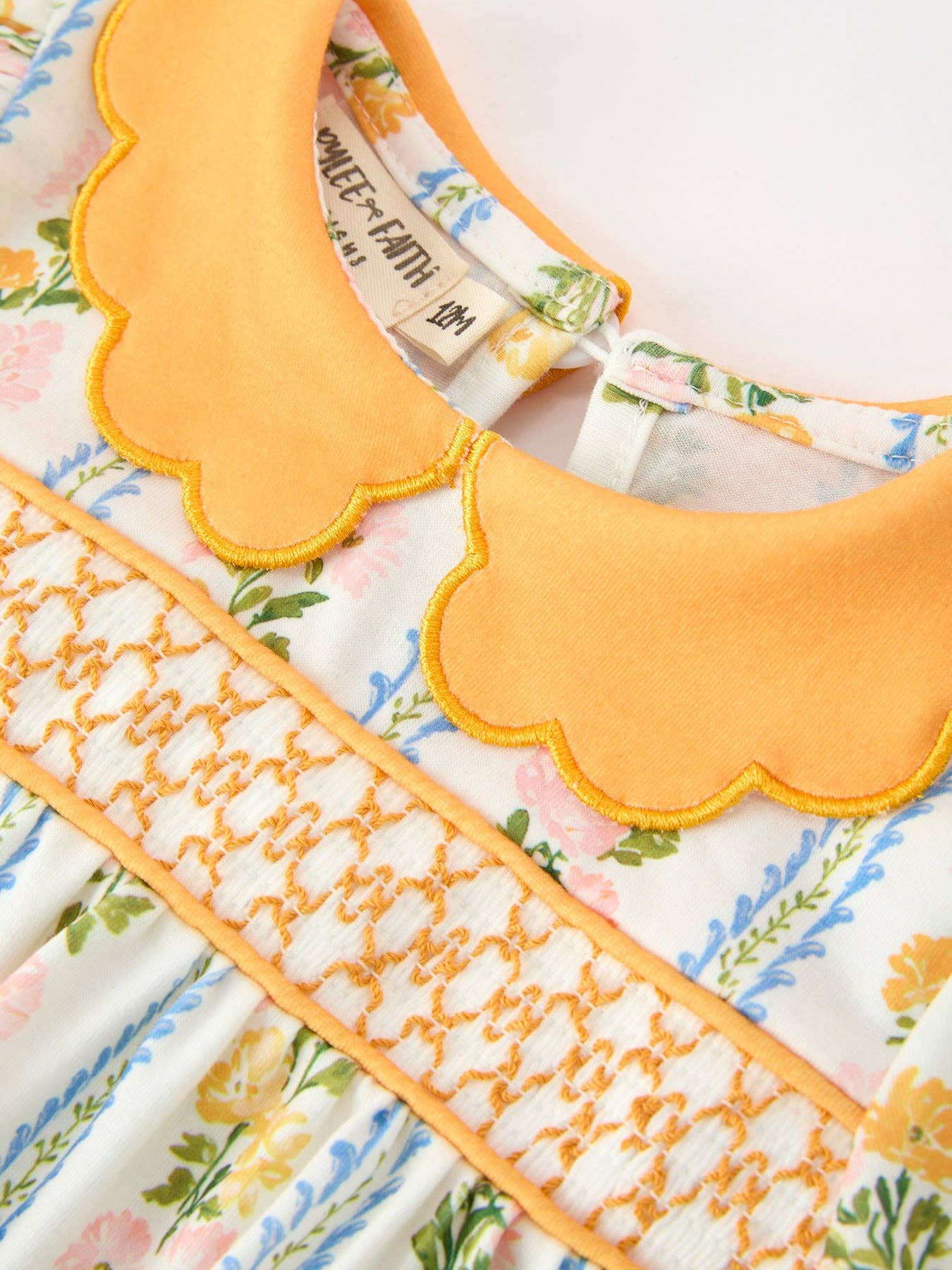 Fall Smocked Scallop Collar Romper