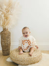 Checkered Ghost Baby Sweatshirt Romper