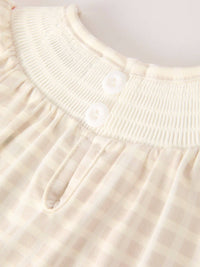 Plaid Turkey Embroidery Smocked Bubble