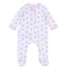 Santa Baby Print Ruffle Zip Footie - Pink