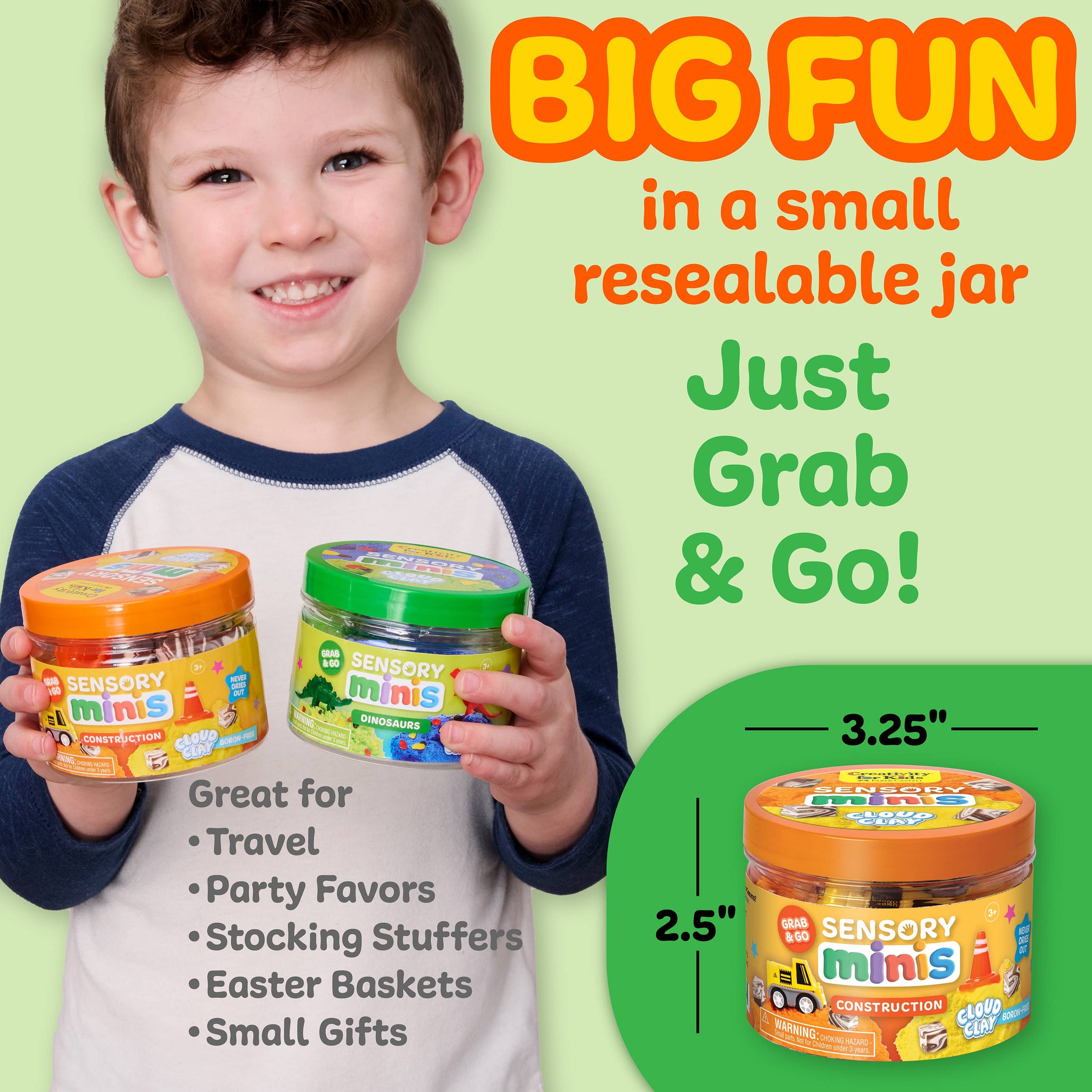 Sensory Mini Play Kit Jar with Cloud Clay: Construction Them