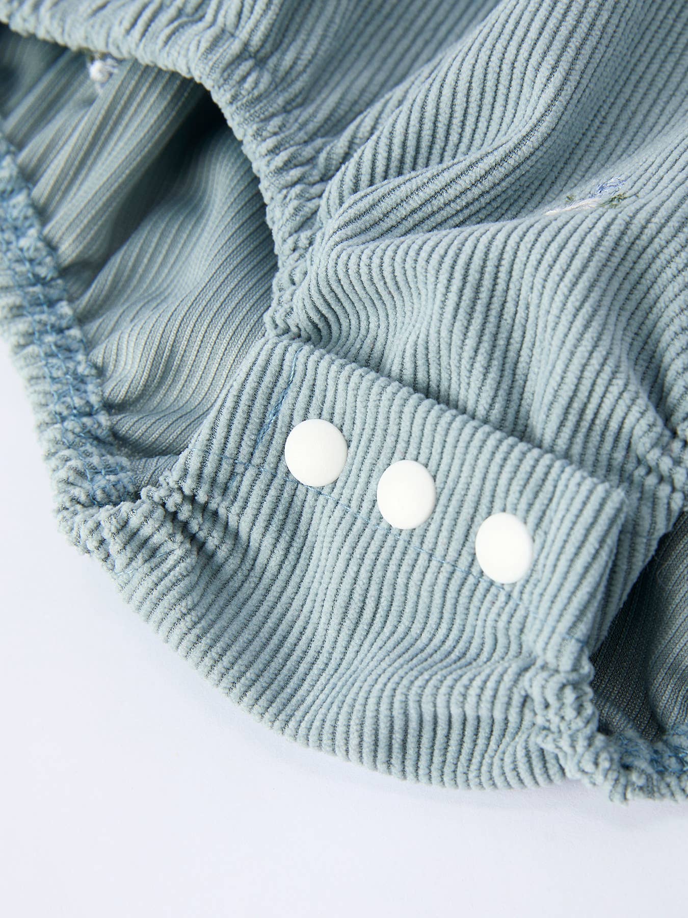 Blue Embroidered Long Sleeve Romper