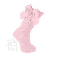 Scottish Yarn Openwork Bow Kneehigh Socks