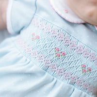 Piper's Classics Light Blue Girl Smocked Collared S/S Bubble