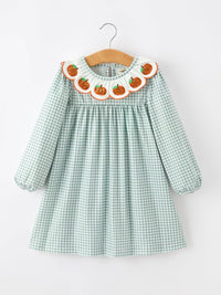 Pumpkin Embroidered Girls Dress