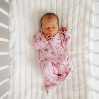 Little Wranglers Zip Footie - Dusty Rose