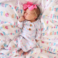 Newborn Baby Knot Gown & Hat Set | Little Sibling