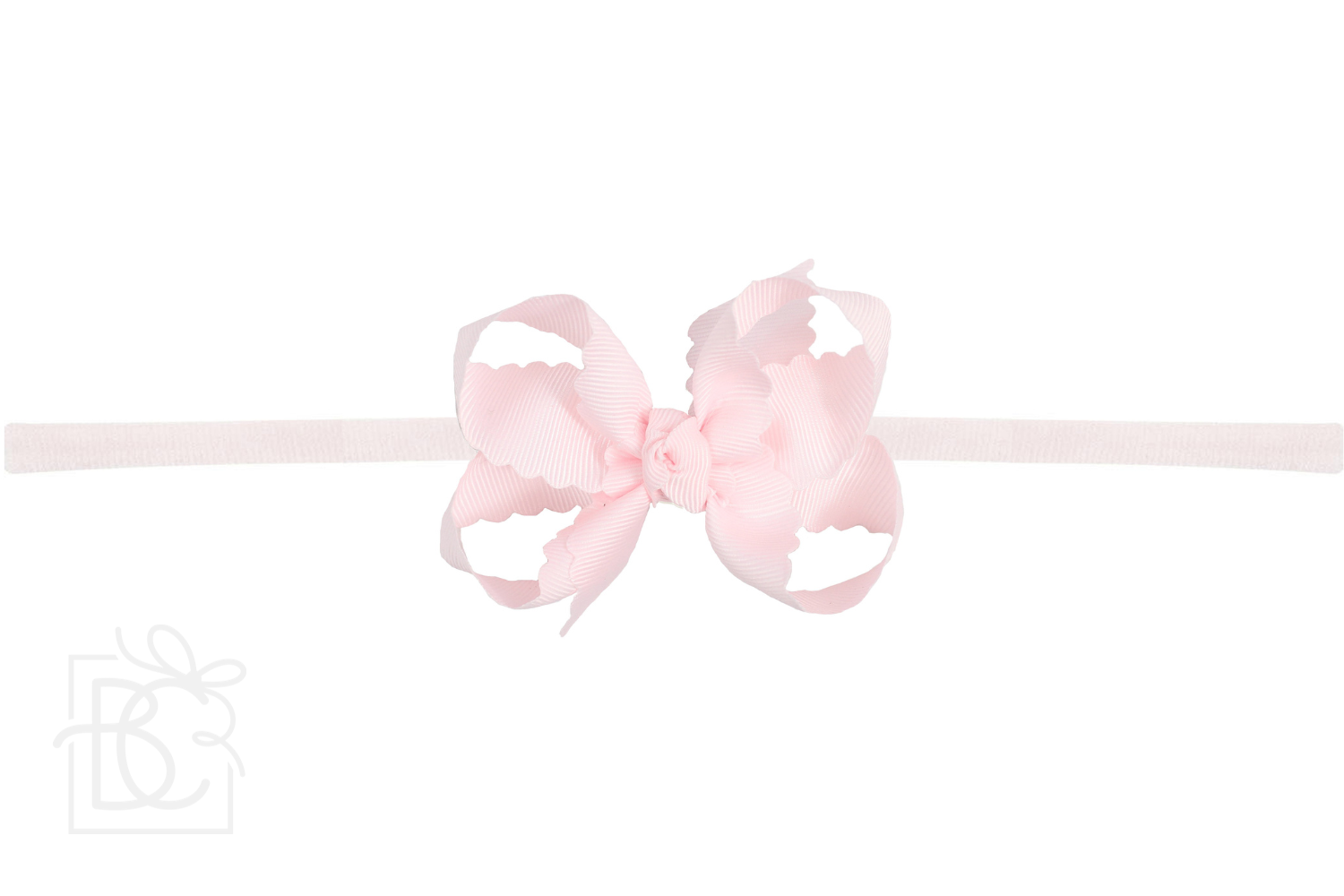 Nylon Headband w/ Scalloped Bow (Mult. Colors)