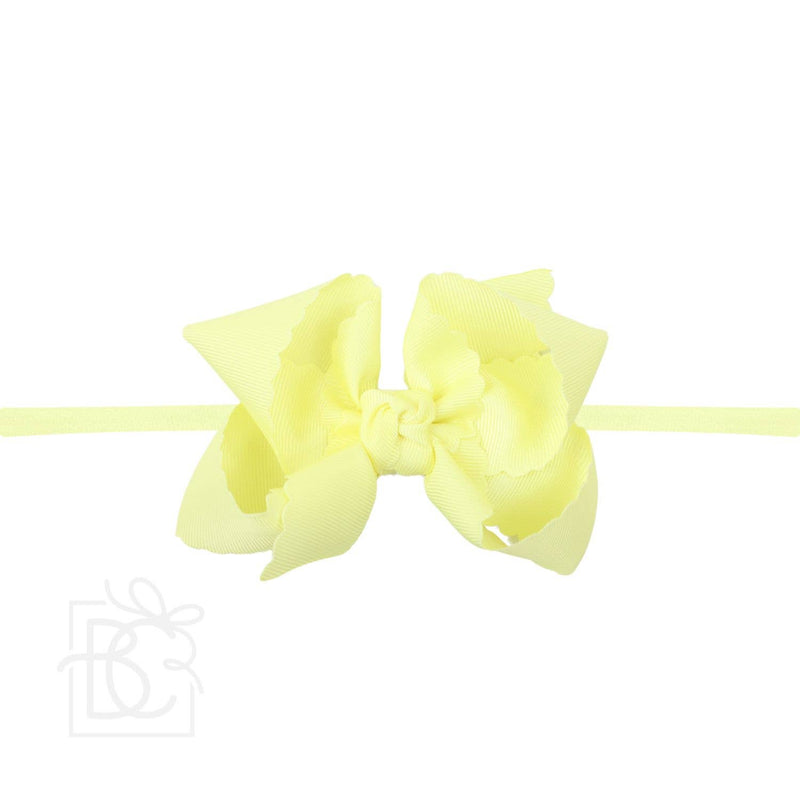 Nylon Headband w/ Scalloped Bow (Mult. Colors)