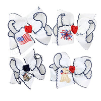 Embroidered Patriotic Crochet Edge Bow