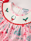 Holly Christmas Embroidered Smocked Dress