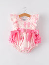 Pink Bow Print Romper