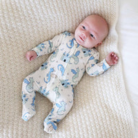 Dragon Adventure Zipper Footie | Blue