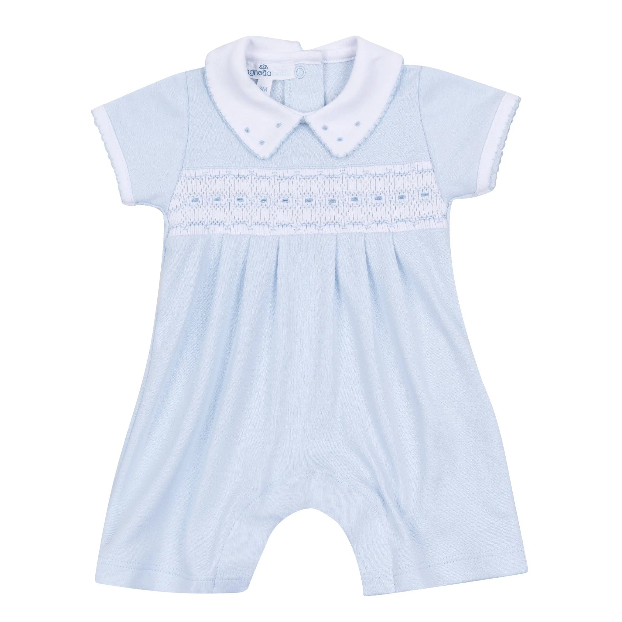 Landry Smocked Short Playsuit - Light Blue
