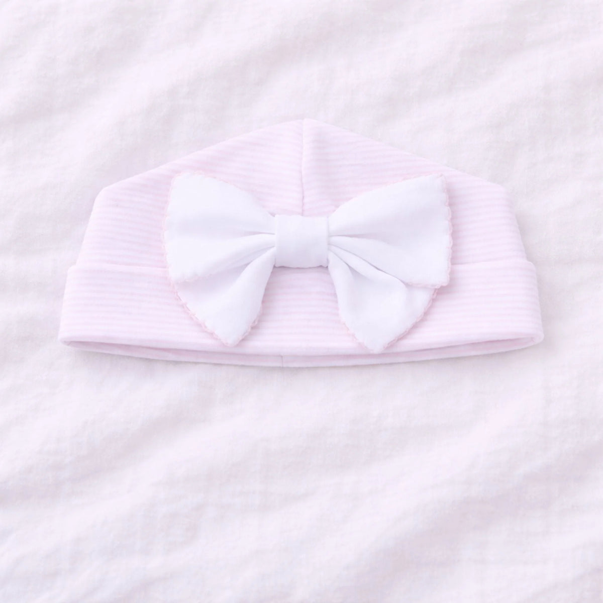 Mini Stripes Bow Hat - Pink