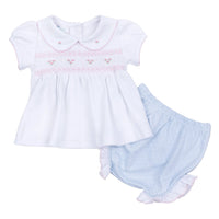 Piper's Classics Light Blue Girl Smocked Collared Diaper Cover Set