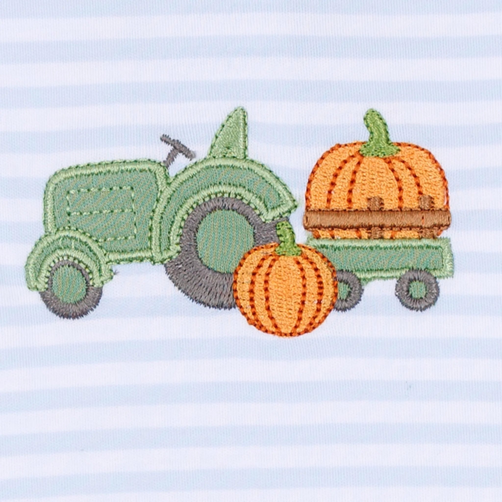 Pumpkin Tractor Applique Zipper Footie