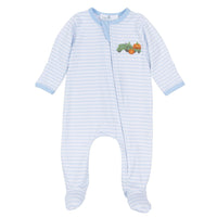 Pumpkin Tractor Applique Zipper Footie