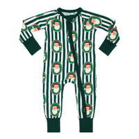 Green Santa Claus Lane Zipper Romper