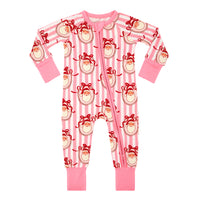 Pink Santa Claus Lane Zipper Romper