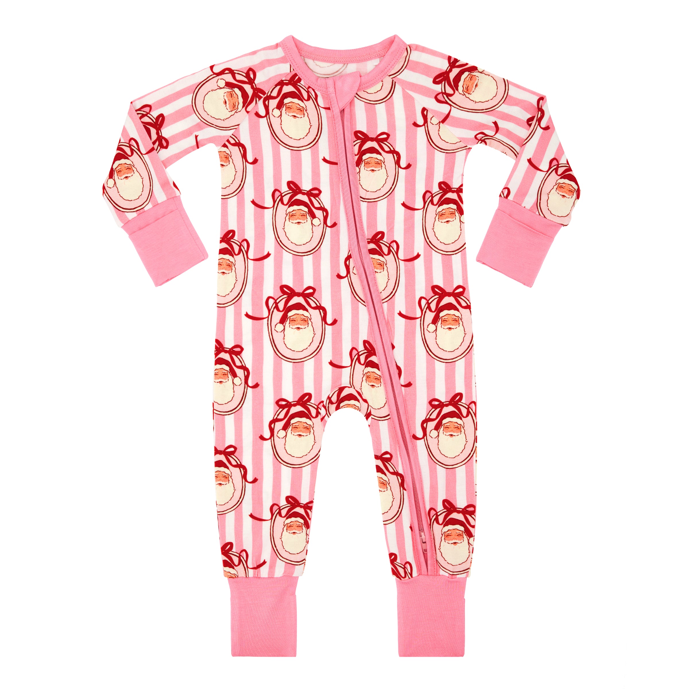 Pink Santa Claus Lane Zipper Romper