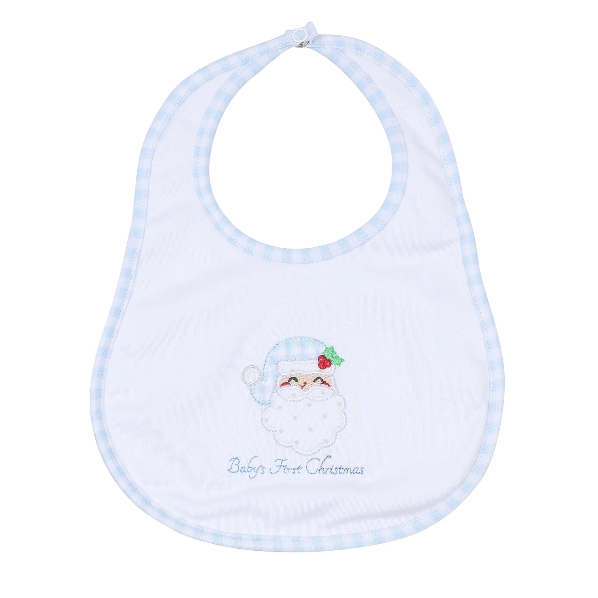 Sweet St Nick Applique Baby's First Christmas Bib - Light Blue
