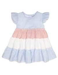 Red, White, & Blue Colorblock Seersucker Dress
