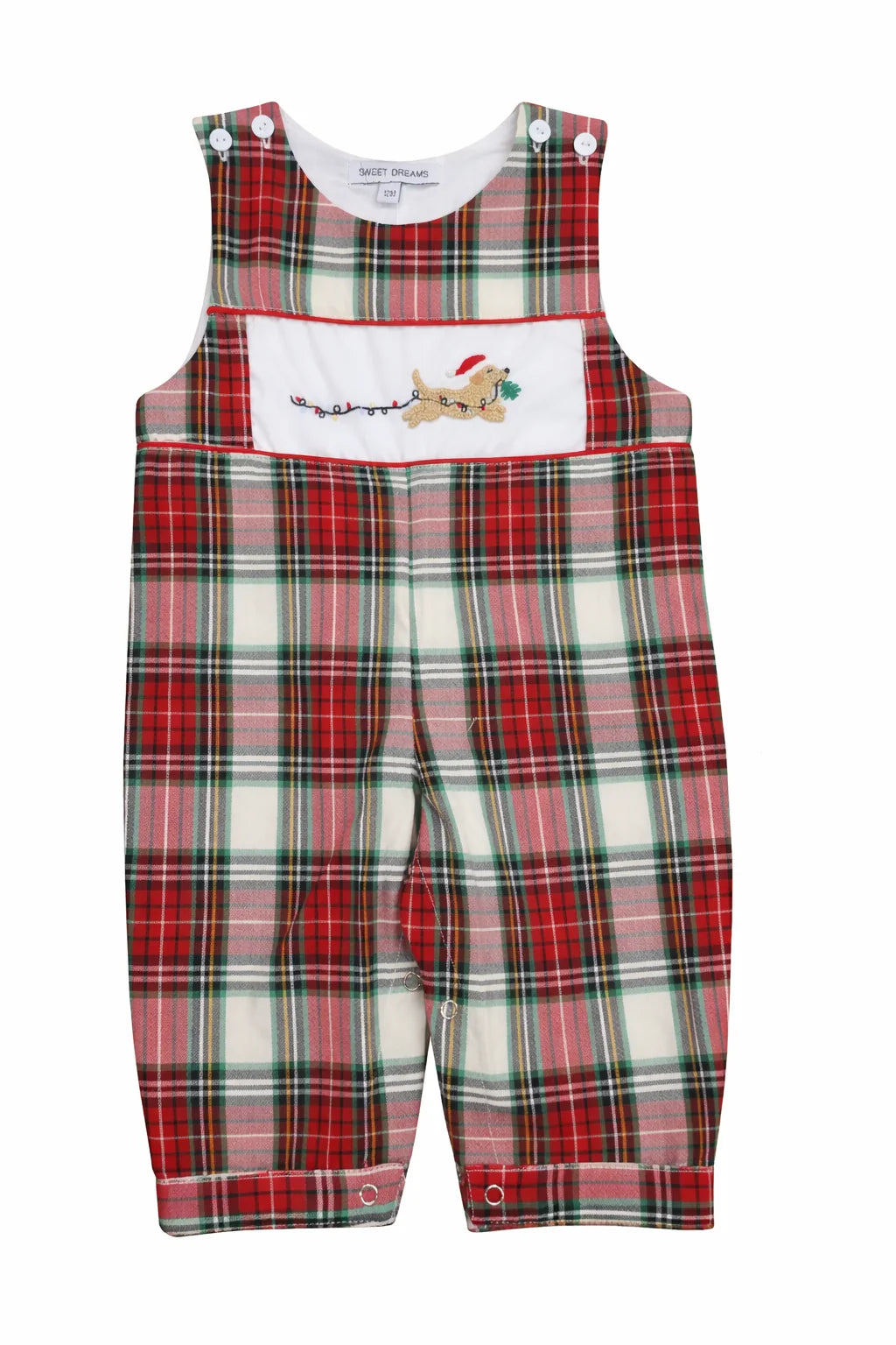 Dog & Christmas Lights Plaid Longall