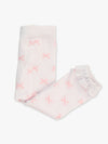 Pink Bow Patterned Footless Ruffle Tights