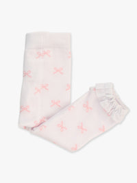 Pink Bow Patterned Footless Ruffle Tights