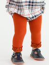Rust Rib Knit Footless Ruffle Tights