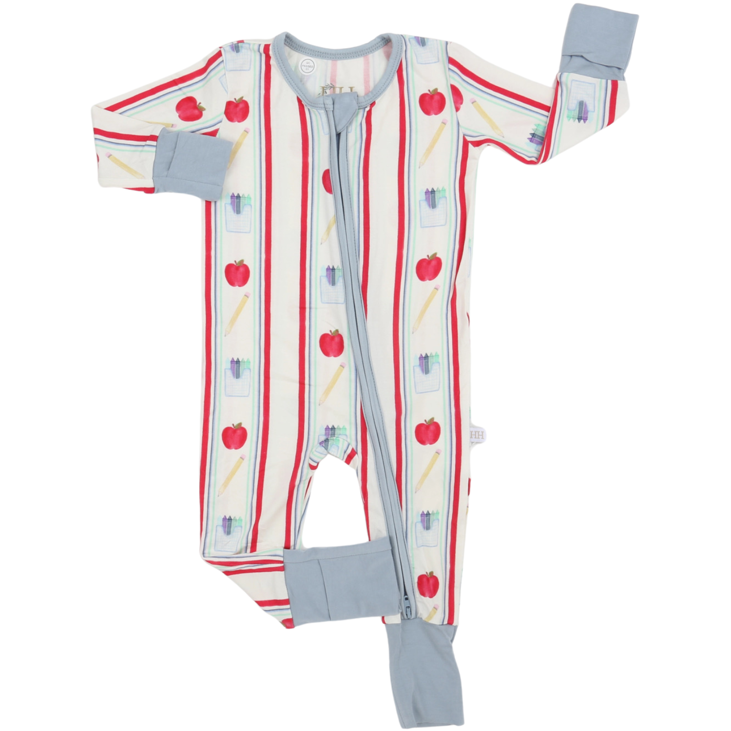 Boys Back to School Double Zipper Romper Sleeper