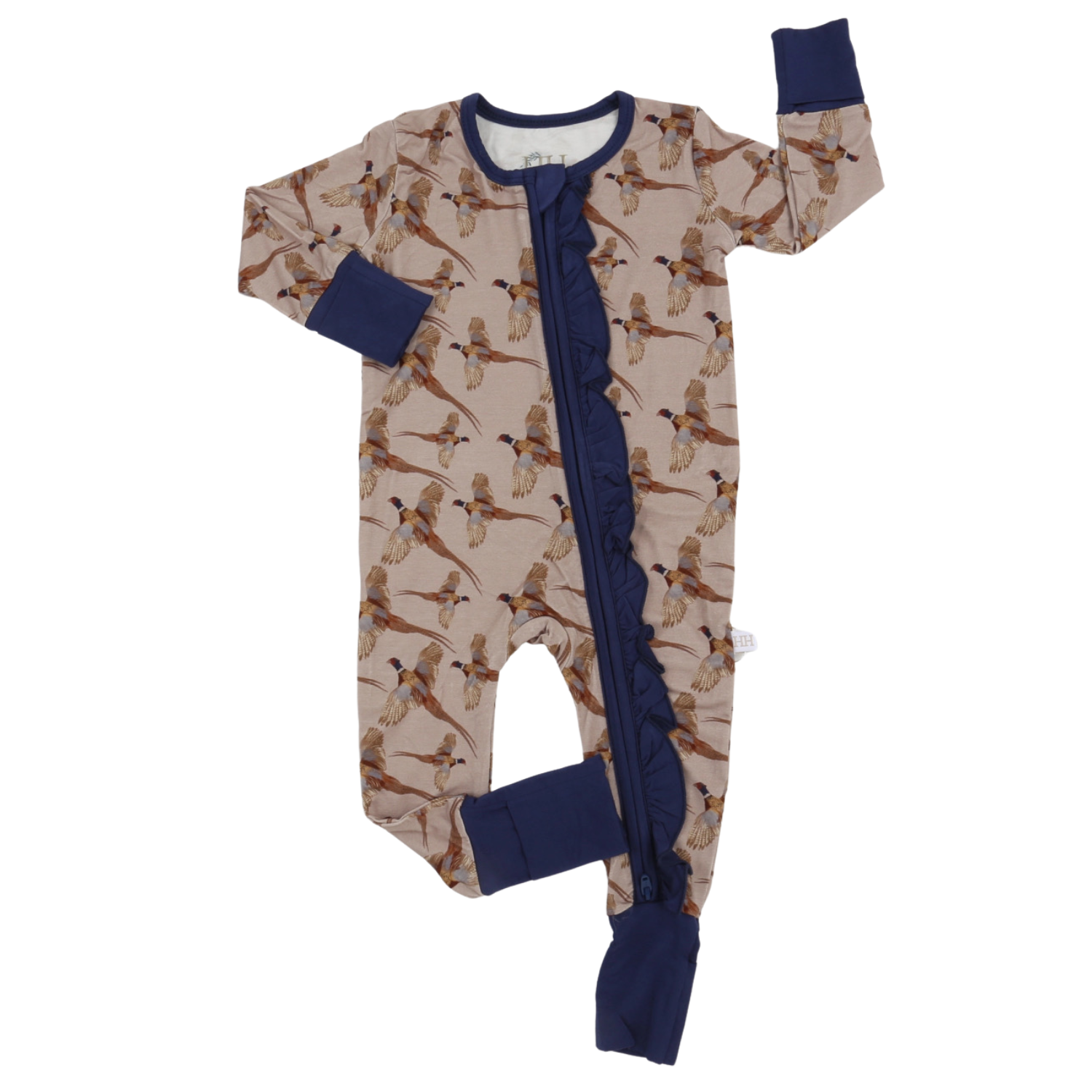 Girls Ruffle Pheasant Zipper Romper Sleeper