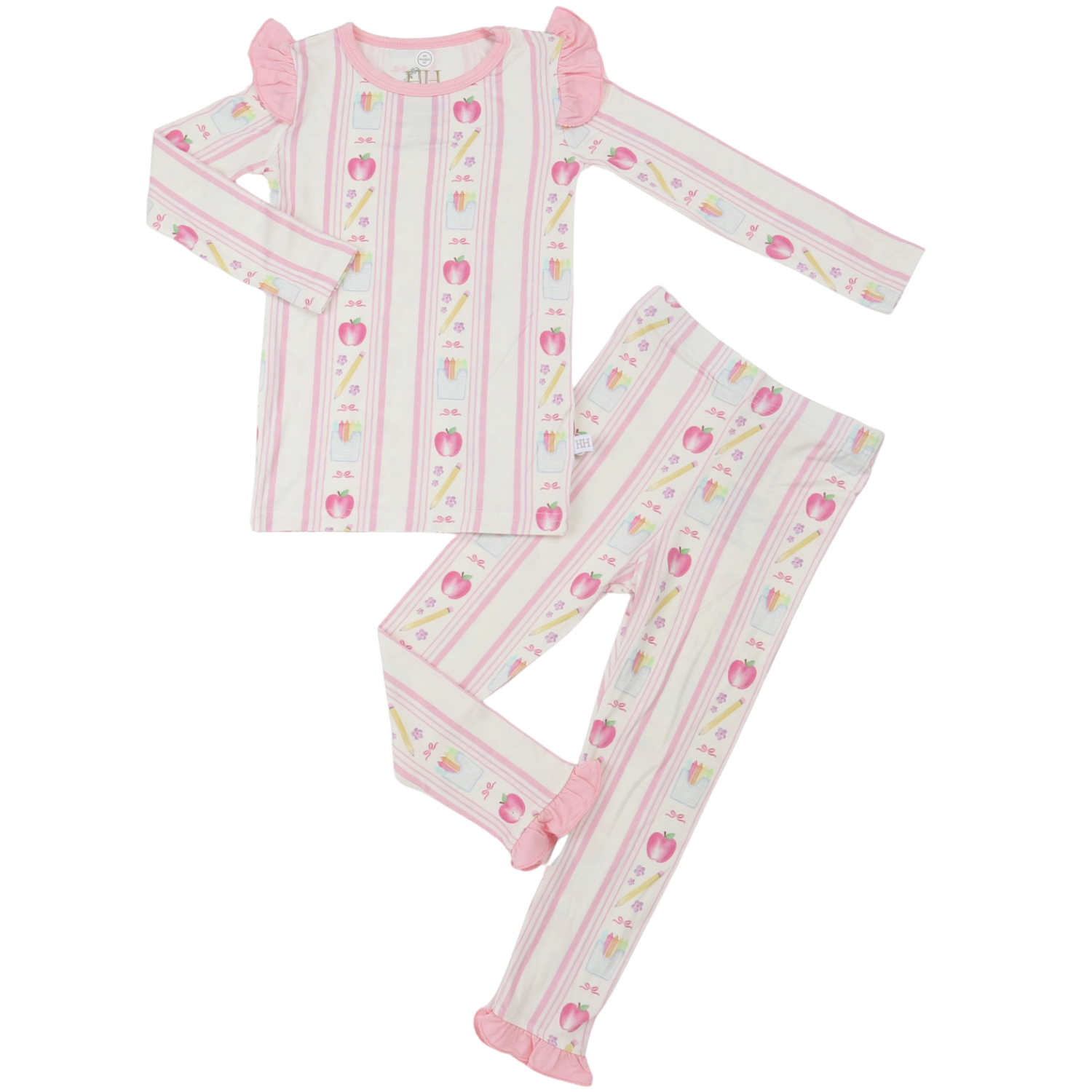 Girls Ruffle Back to School Loungewear Set