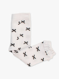 Black Bow Patterned Footless Ruffle Tights