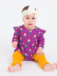 Blossom Knit Long Sleeve Flutter Bubble Romper