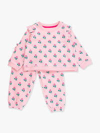 Pink Blossom Flutter Sweatshirt Jogger Set