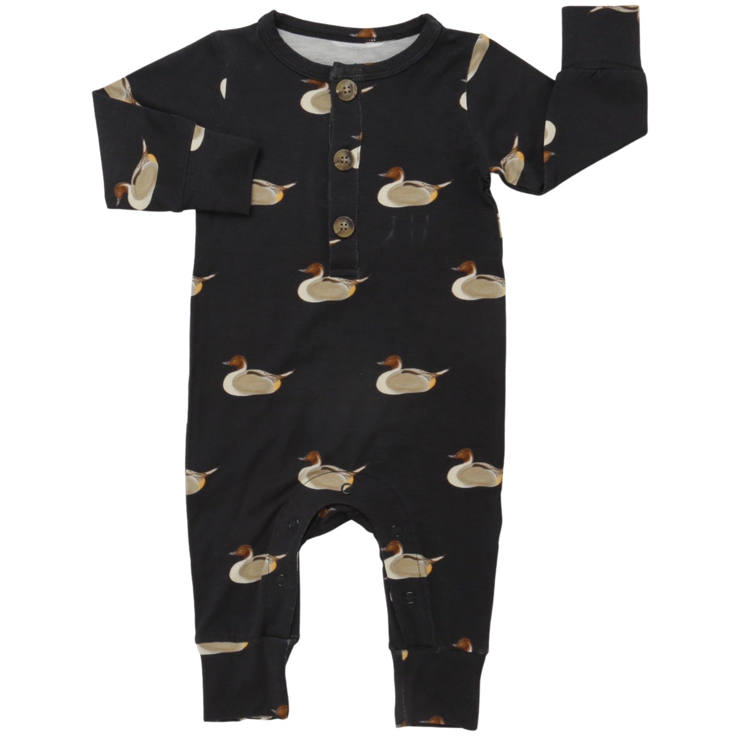 Boys Pintail Duck Long Sleeve Button Romper