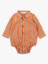 Rust Gingham Long Sleeve Button Down Bodysuit