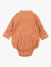 Rust Gingham Long Sleeve Button Down Bodysuit